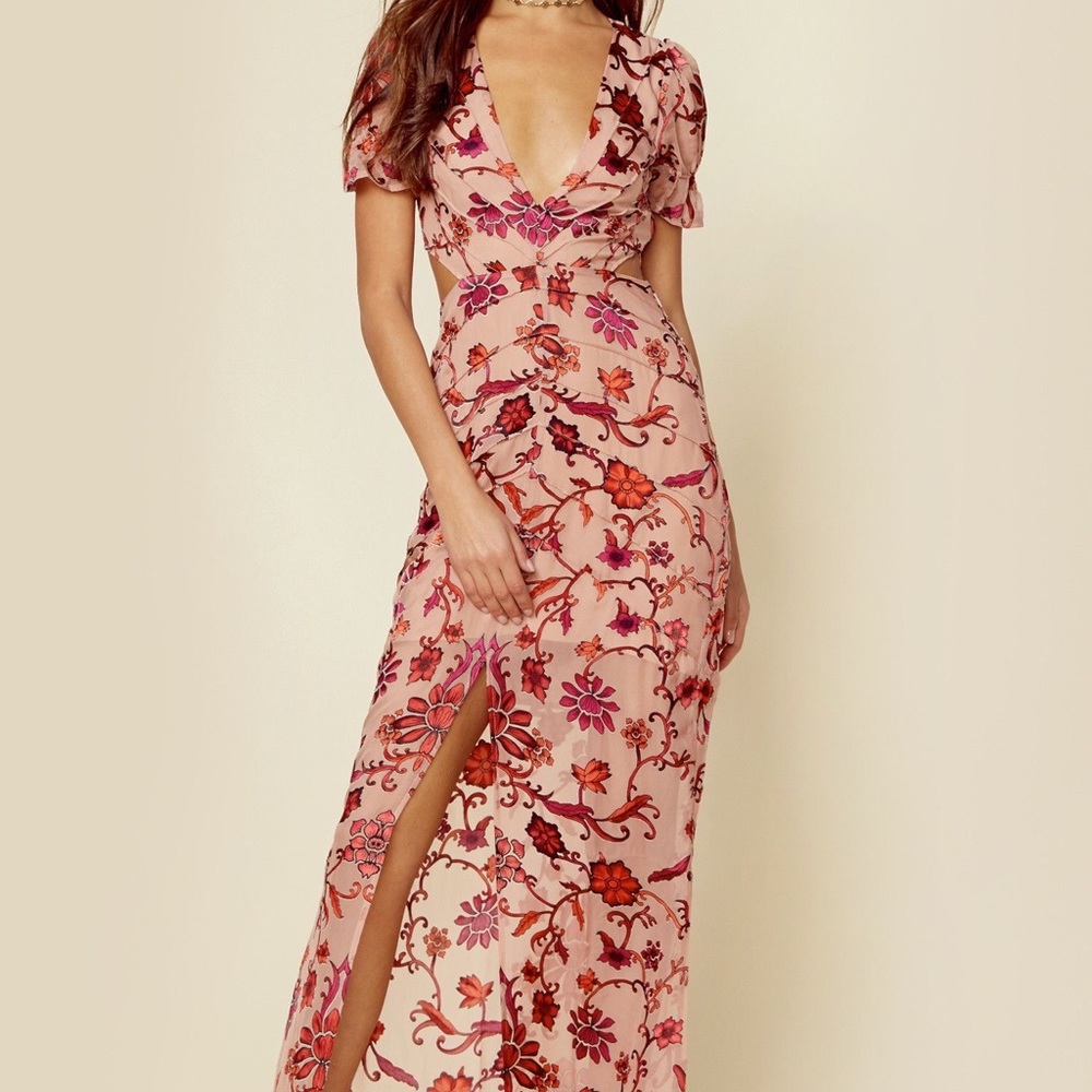 For Love and Lemons saffron floral maxi dress